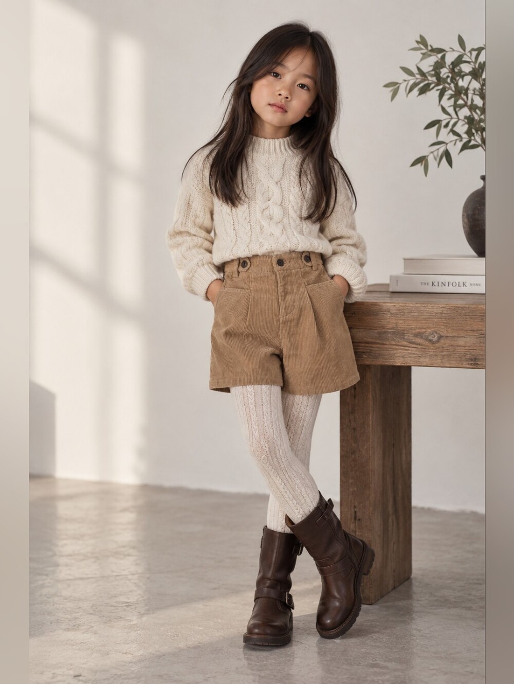 Zara Girls Size 7 Tan Corduroy Pleated Shorts High Waist Academia